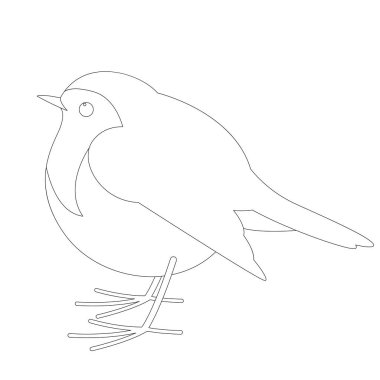 Robin kuş, vektör çizim, çizim, profil astar 