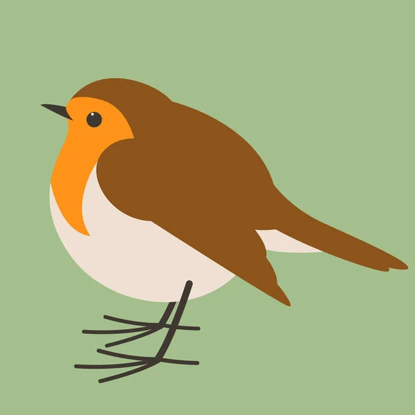 Robin bird , vector illustration , flat style, profile — Stock Vector