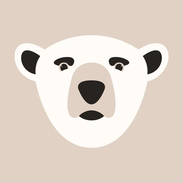 Testa orso polare, illustrazione vettoriale, stile piatto, anteriore — Vettoriale Stock