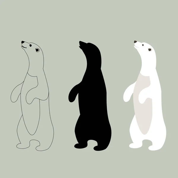 Orso polare, illustrazione vettoriale, stile piatto, insieme — Vettoriale Stock