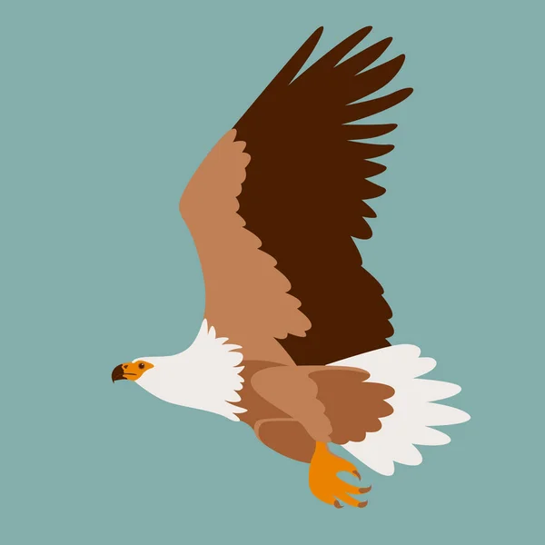 Eagle vliegen, vectorillustratie, vlakke stijl, profiel — Stockvector