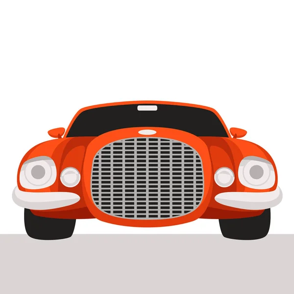 Coche deportivo rojo, ilustración del vector, estilo plano, frente — Vector de stock