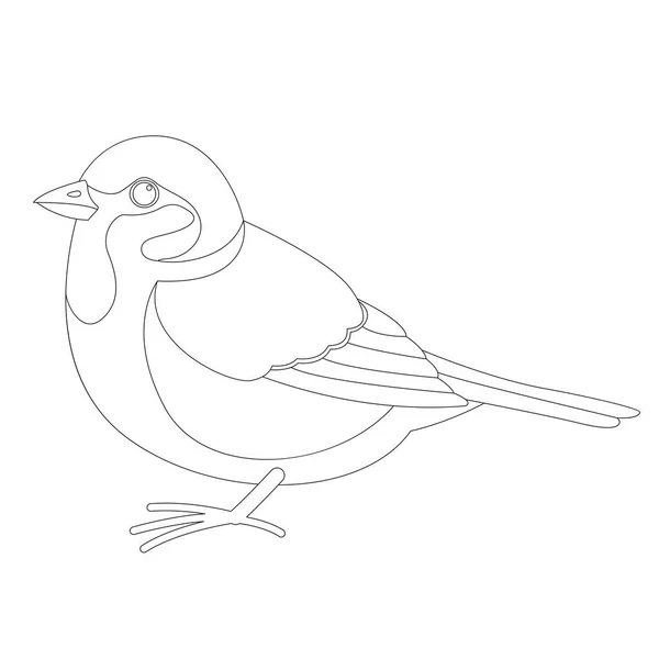 Pássaro pardal, ilustração vetorial, desenho de forro, perfil — Vetor de Stock