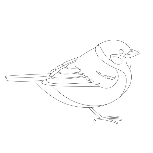 Serçe kuşu, vektör çizim, çizim, profil astar — Stok Vektör