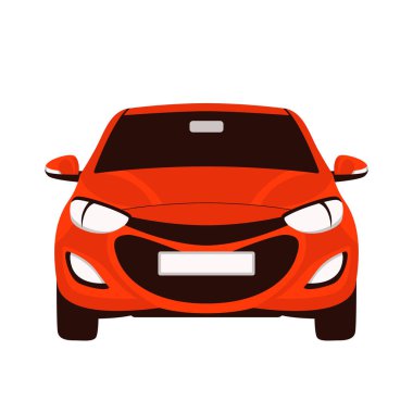 red  car, vector illustration, flat style, front  clipart