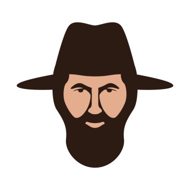 şapka vektör çizim, düz stil, açık olan adam 