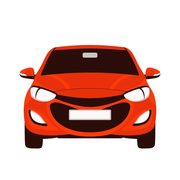Rotes Auto, Vektorabbildung, flacher Stil, Front — Stockvektor