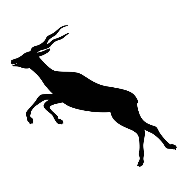 运行羚羊, 矢量插图, 黑色剪影, 轮廓 — 图库矢量图片