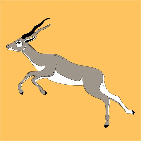Běžící antilopy, vektorové ilustrace, plochý, profil — Stockový vektor
