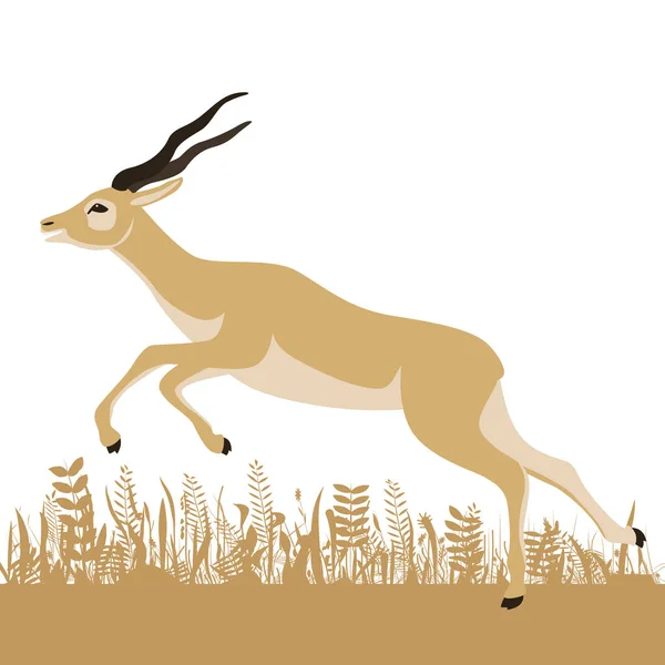 Running antelope,vector illustration ,flat style, profile — Stock Vector