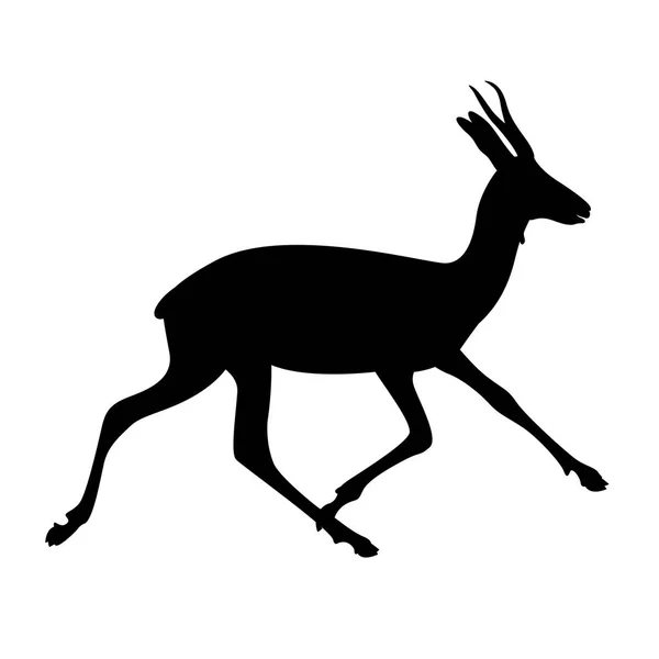 Löpande antilop, vektor illustration, svart siluett, profil — Stock vektor
