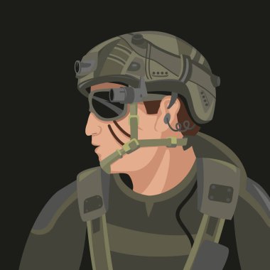 asker bir kask, vektör çizim, düz stil içinde