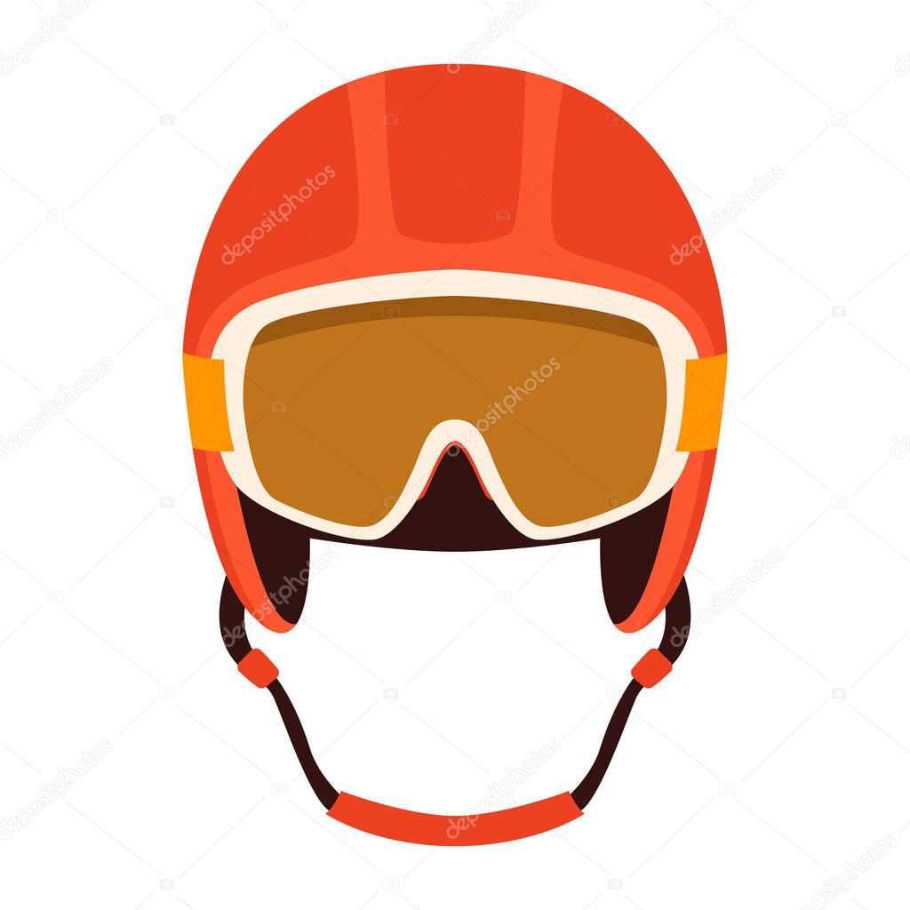 protective helmet ,vector illustration , flat style , front  side