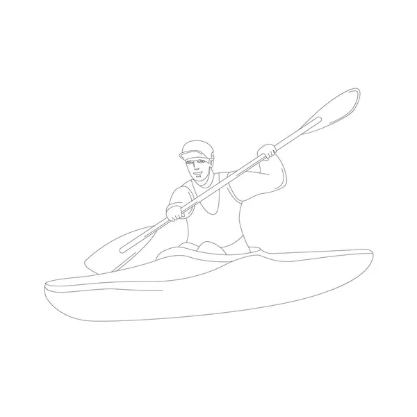 Uomo in kayak, illustrazione vettoriale, disegno fodera, profilo — Vettoriale Stock