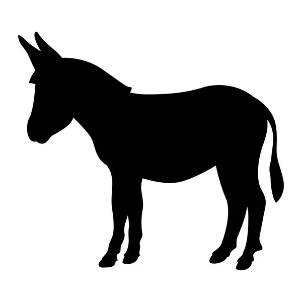 Burro de dibujos animados, ilustración vectorial, silueta negra, perfil — Vector de stock