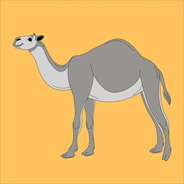 Dessin animé chameau, illustration vectorielle, style plat, profil — Image vectorielle