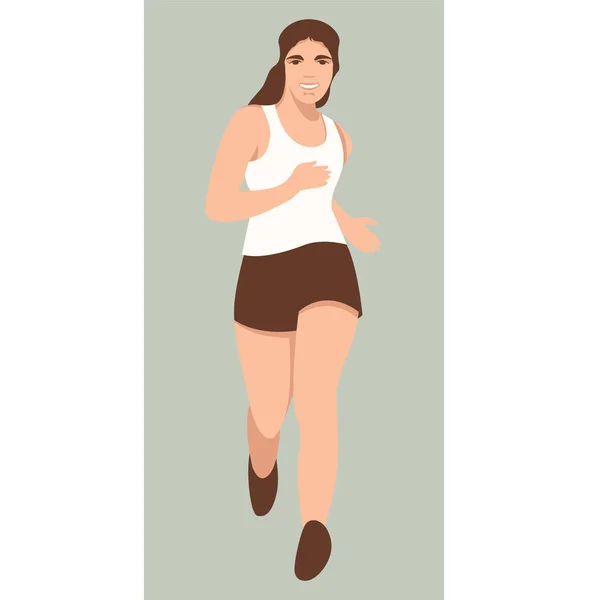 Girl running  ,vector illustration flat style, front — Stock Vector