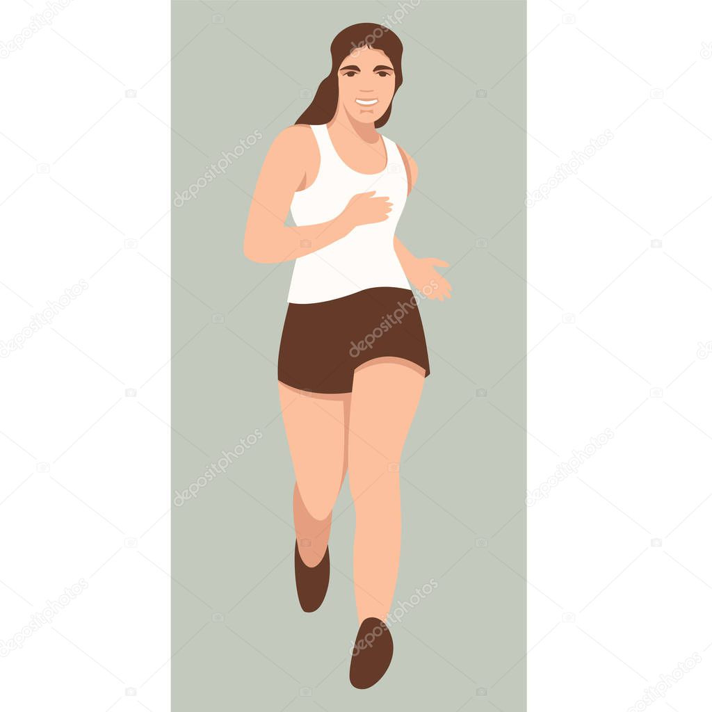 girl running  ,vector illustration flat style, front 