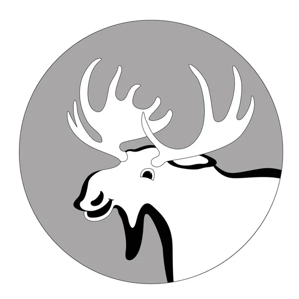 Cartoon moose ,vector illustration , lining draw ,profile — Stock Vector