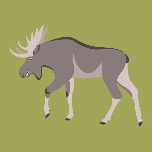 Cartoon moose ,vector illustration ,flat style ,profile — Stock Vector