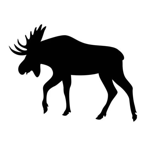 Cartoon  moose ,vector illustration , black silhouette ,profile — Stock Vector