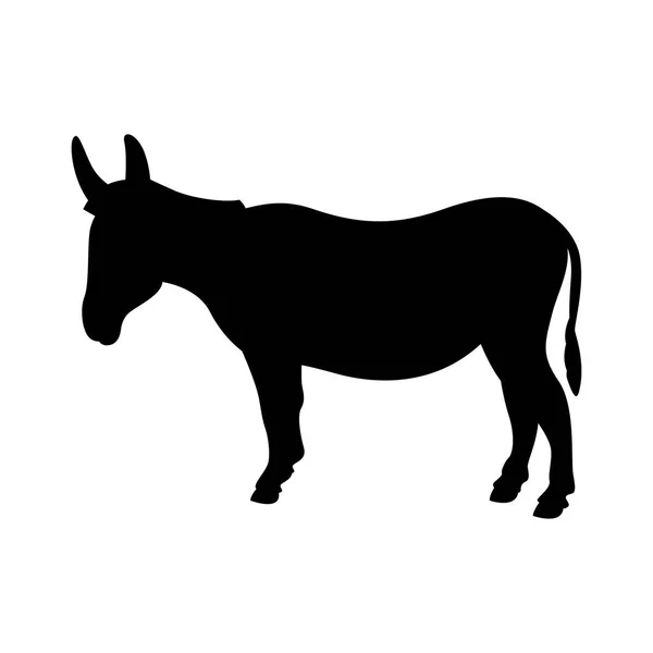 Cartoon donkey ,vector illustration , black silhouette ,profile — Stok Vektör