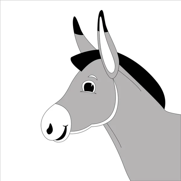 Tête d'âne dessin animé, illustration vectorielle, dessin de doublure, profil — Image vectorielle