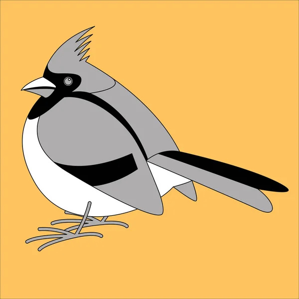 Kardinaal vogel, vectorillustratie, voering draw, profiel — Stockvector