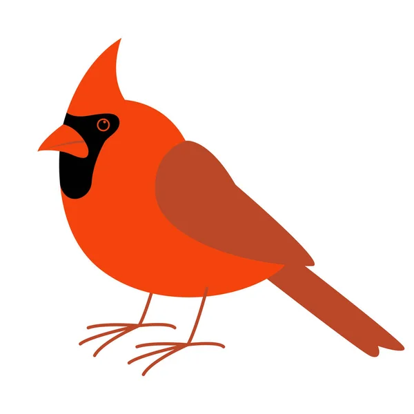 Cardinal bird, ilustração vetorial, estilo plano, perfil — Vetor de Stock