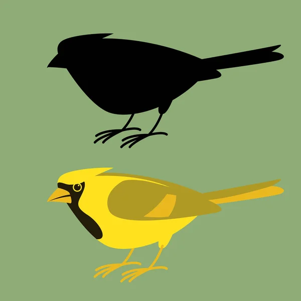Cardinal bird, ilustração vetorial, estilo plano, perfil —  Vetores de Stock