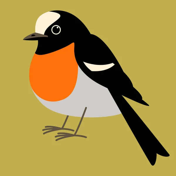 Vliegenvanger vogel, vectorillustratie, vlakke stijl, profiel — Stockvector