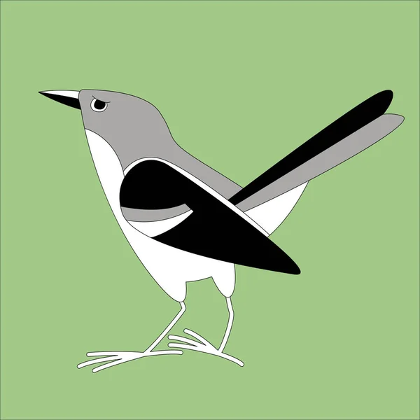 Flycatcher bird, ilustração vetorial, desenho de forro, perfil — Vetor de Stock