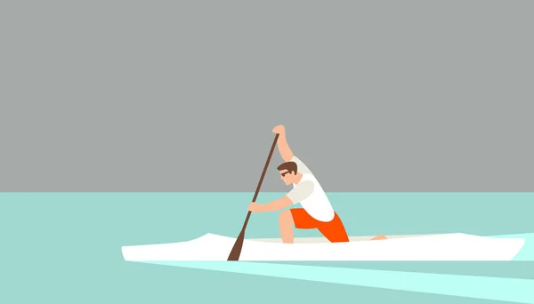 Atleta em um vetor de canoa ilustração perfil de estilo plano — Vetor de Stock