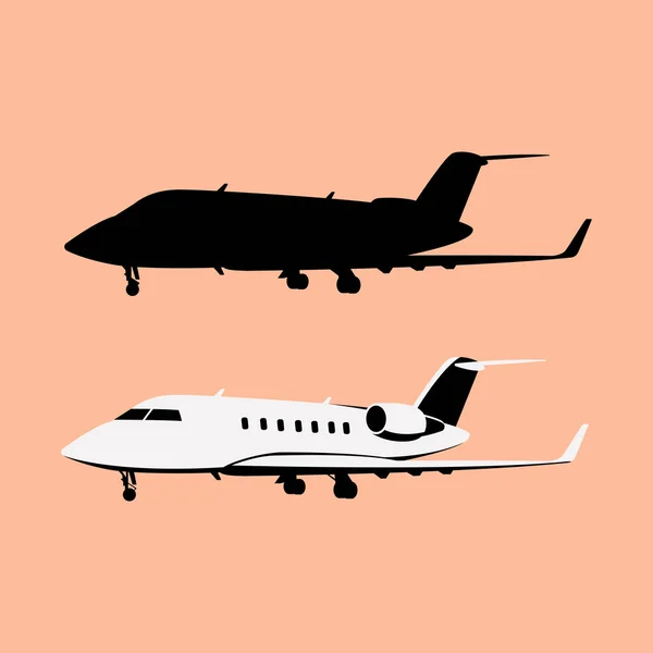 Jet Airliner Set Ilustración Vectorial Estilo Plano Lado Del Perfil — Archivo Imágenes Vectoriales