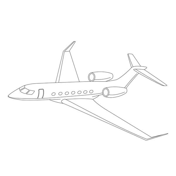 Jetliner ,vector illustration ,  lining draw , profile — Stock Vector