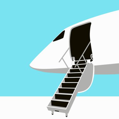 Jet, vektör çizim, düz stil, profil