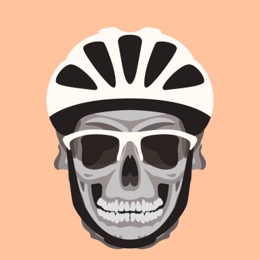 insan kafatası bir kask, vektör çizim, düz stil, açık 
