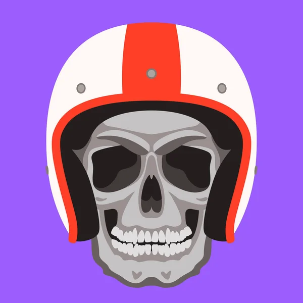 Crânio humano em um capacete, ilustração vetorial, estilo plano, frente — Vetor de Stock