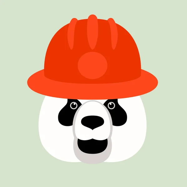 Cabeza de panda en un casco, ilustración vectorial, estilo plano, frente — Archivo Imágenes Vectoriales