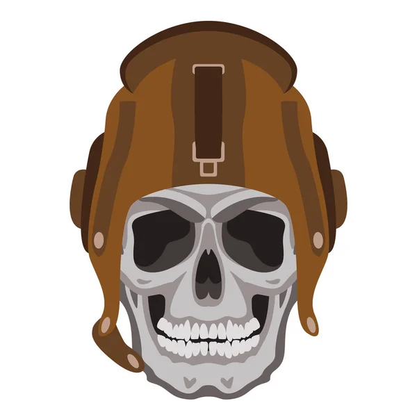 Cráneo humano en un casco, ilustración vectorial, estilo plano, frente — Vector de stock