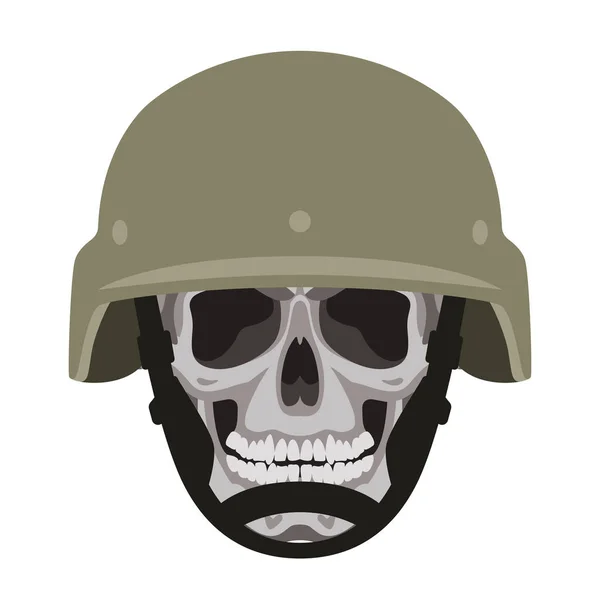 Cráneo humano en un casco, ilustración vectorial, estilo plano, frente — Vector de stock