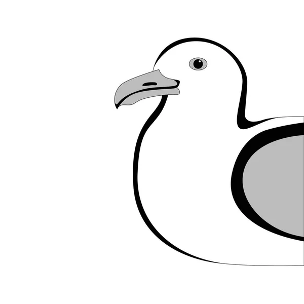 Gull,vector illustration , lining draw, profile — Stock Vector