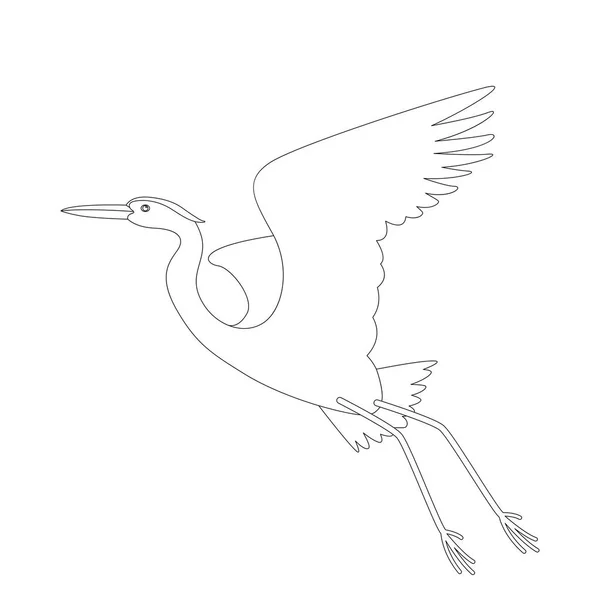 Uccello airone, illustrazione vettoriale, disegno fodera, profilo — Vettoriale Stock