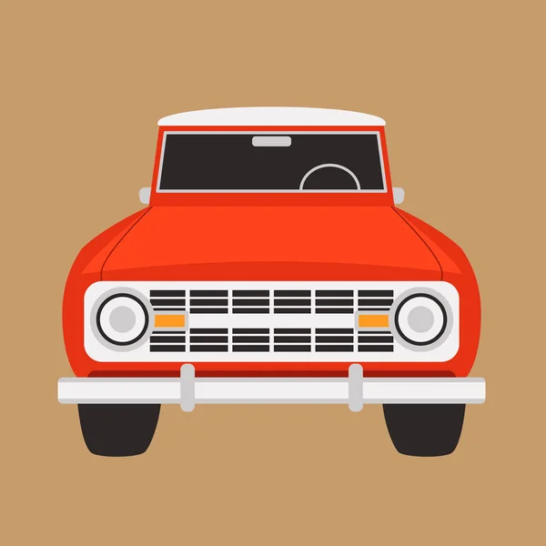 Червоний автомобіль класичний, векторна ілюстрація, плоский стиль, спереду — стоковий вектор