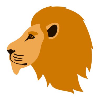 aslan yüz, vektör çizim, düz stil, profil 