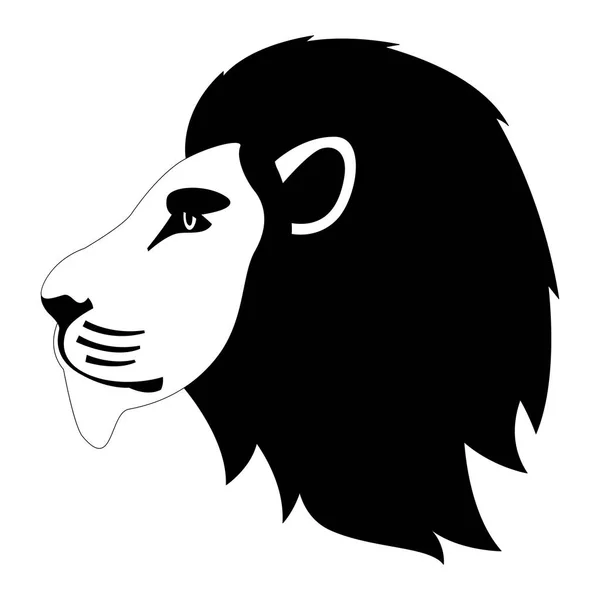 Cara de león, ilustración vectorial, estilo plano, perfil — Vector de stock