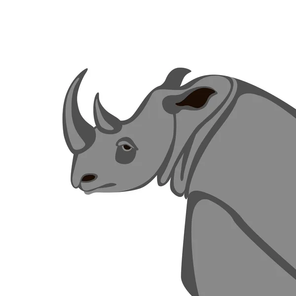 Cabeça de rinoceronte, ilustração vetorial, estilo plano , — Vetor de Stock