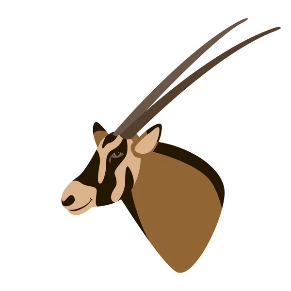 Antelope head, vektor ilustrasi, gaya datar , - Stok Vektor