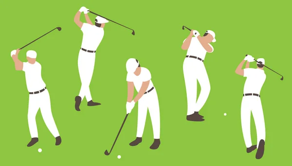 Gran Conjunto Golf Vector Ilustración Plano — Vector de stock