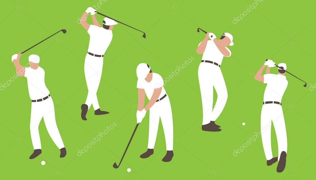 big set golfing ,vector illustration , flat 